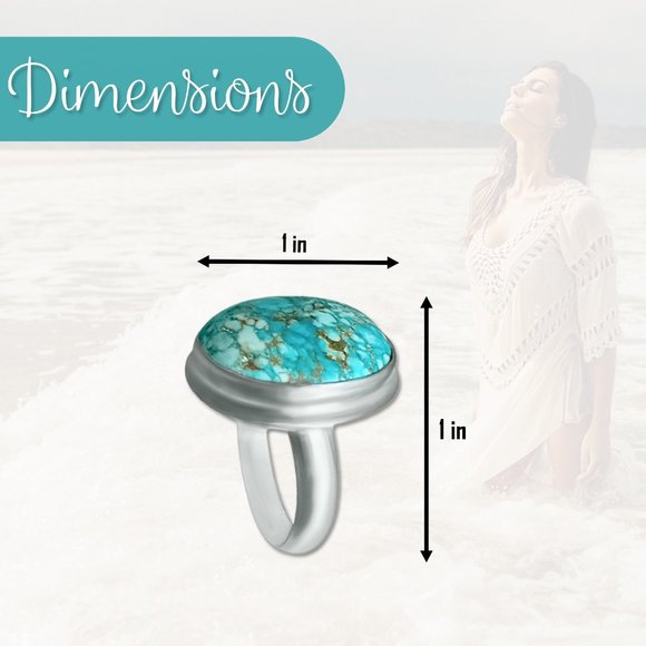 Fabulous Turquoise Healing Ring Women's 925 Sterling Silver Statement Ring Calm - Picture 6 of 8